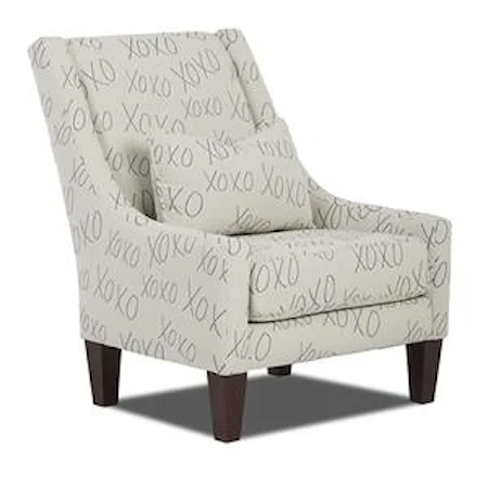 Transitional Occasional Chair with Sloping Back and Kidney Pillow
